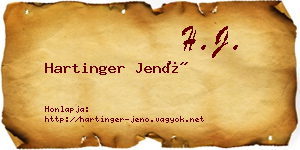 Hartinger Jenő névjegykártya